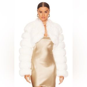 Faux fox fur white short jacket
